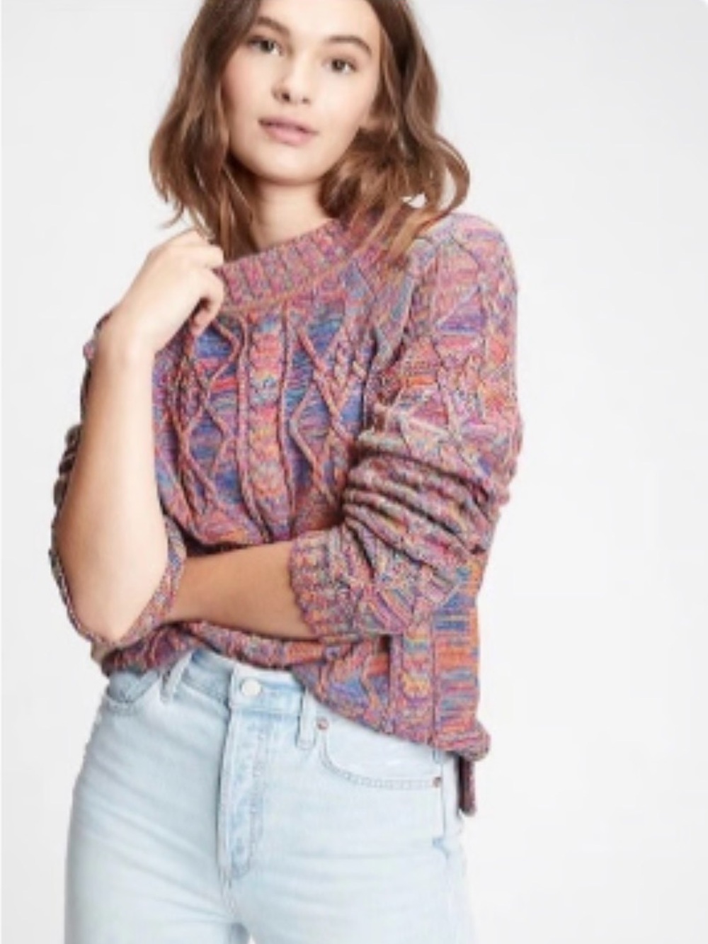GAP Multicolored Cable Knit Sweater - Picture 2 of 7